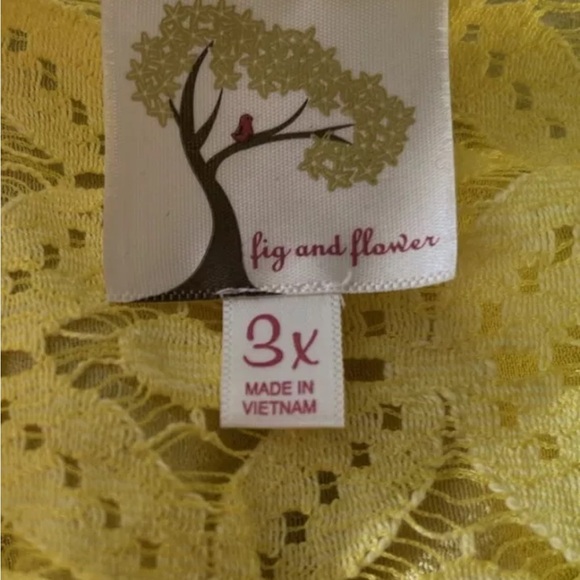 ANTHROPOLOGIE FIG AND FLOWER Yellow Cotton Embroidered Tunic Plus Size 3X - Picture 3 of 6